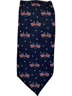 American Lifestyle Tie Slim American Flag Navy Blue W: 3” L: 57” 4th july NWOT